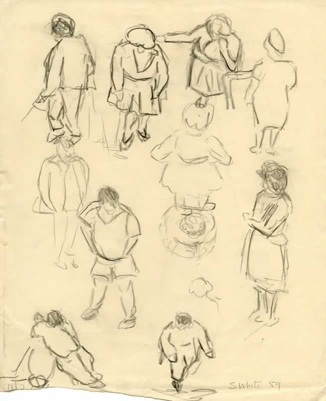 Figures from above, North Terrace, Adelaide (verso) by Susan Dorothea White