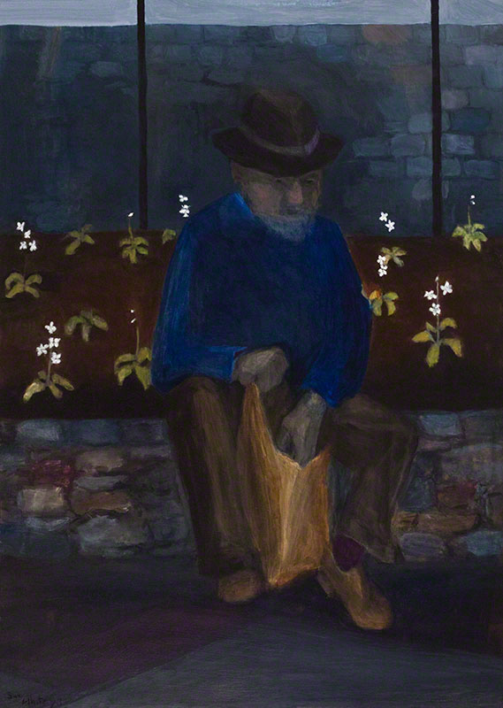 Homeless Man in Primula Bed by Susan Dorothea White