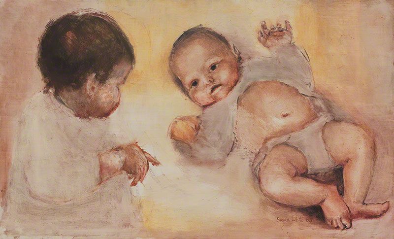 Michaela Pointing to Baby Paul by Susan Dorothea White