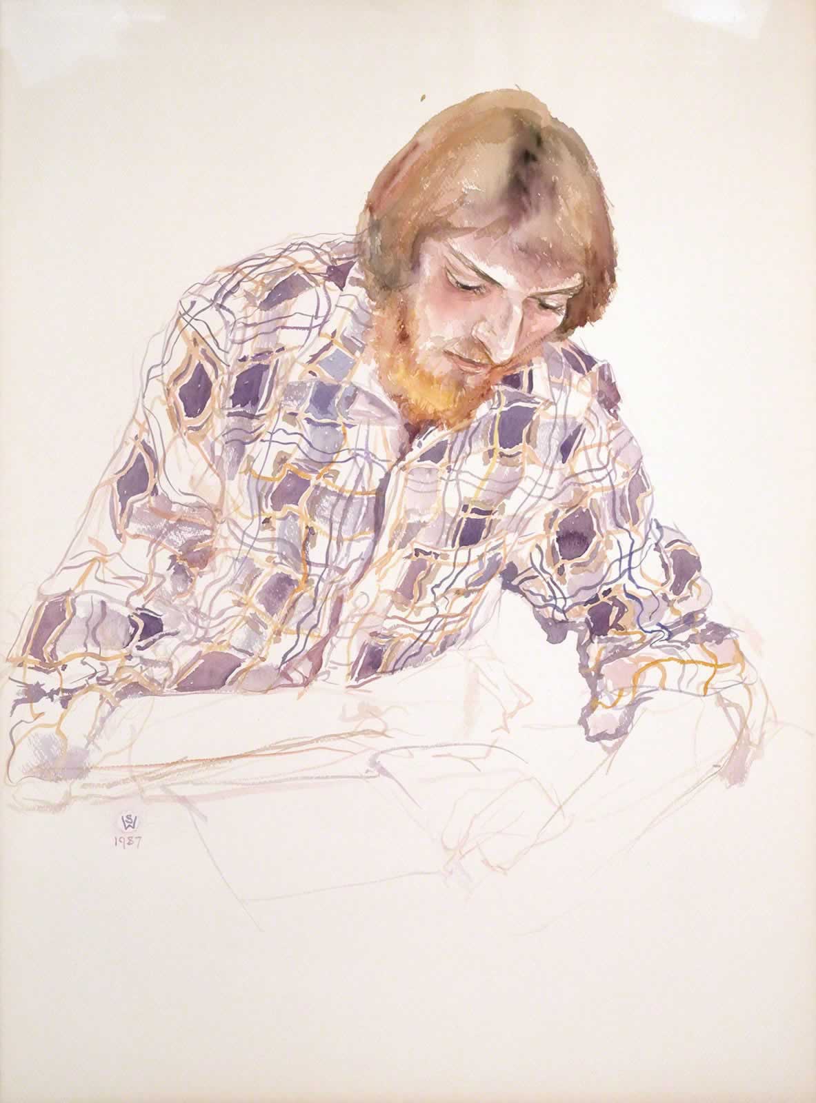 Paul in Check Shirt, Reading by Susan Dorothea White