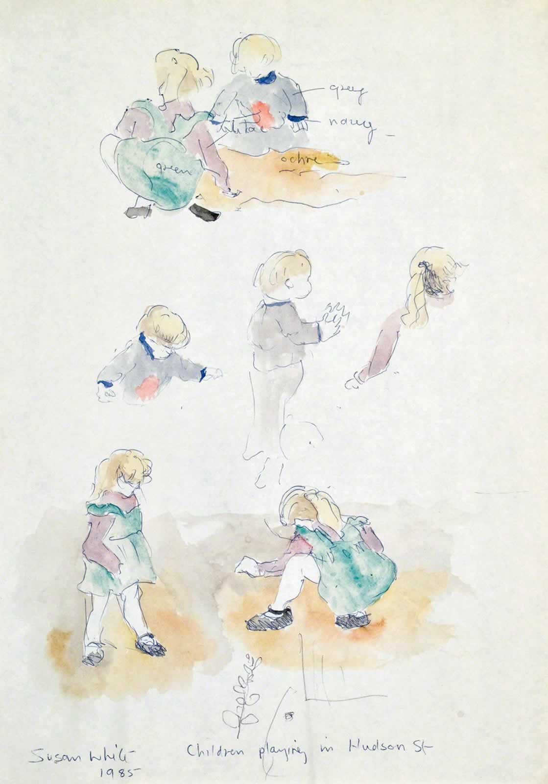 Sketch: Children Playing in Clay, Hudson St, Annandale by Susan Dorothea White