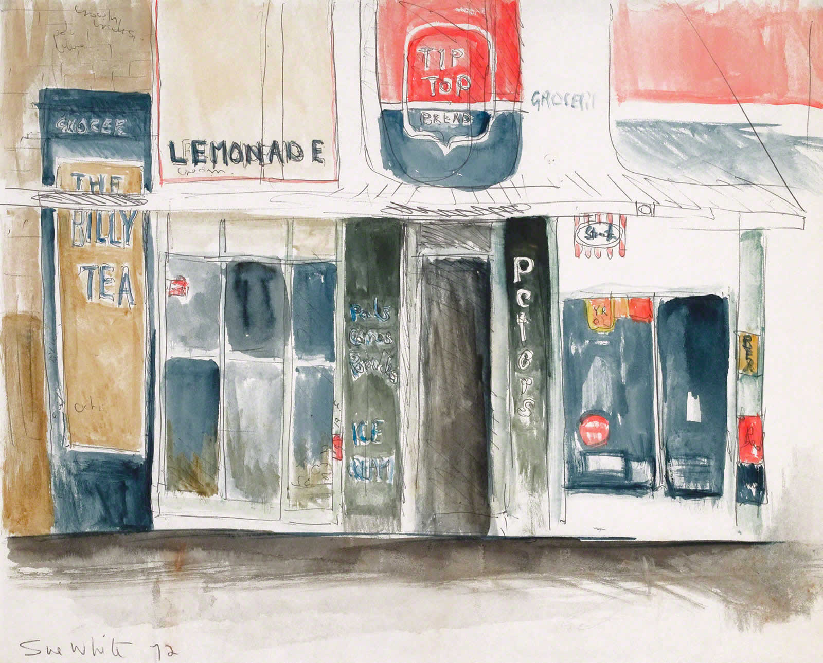 Sketch: Corner Shop Annandale, Piper & View Sts - 'Billy Tea' by Susan Dorothea White