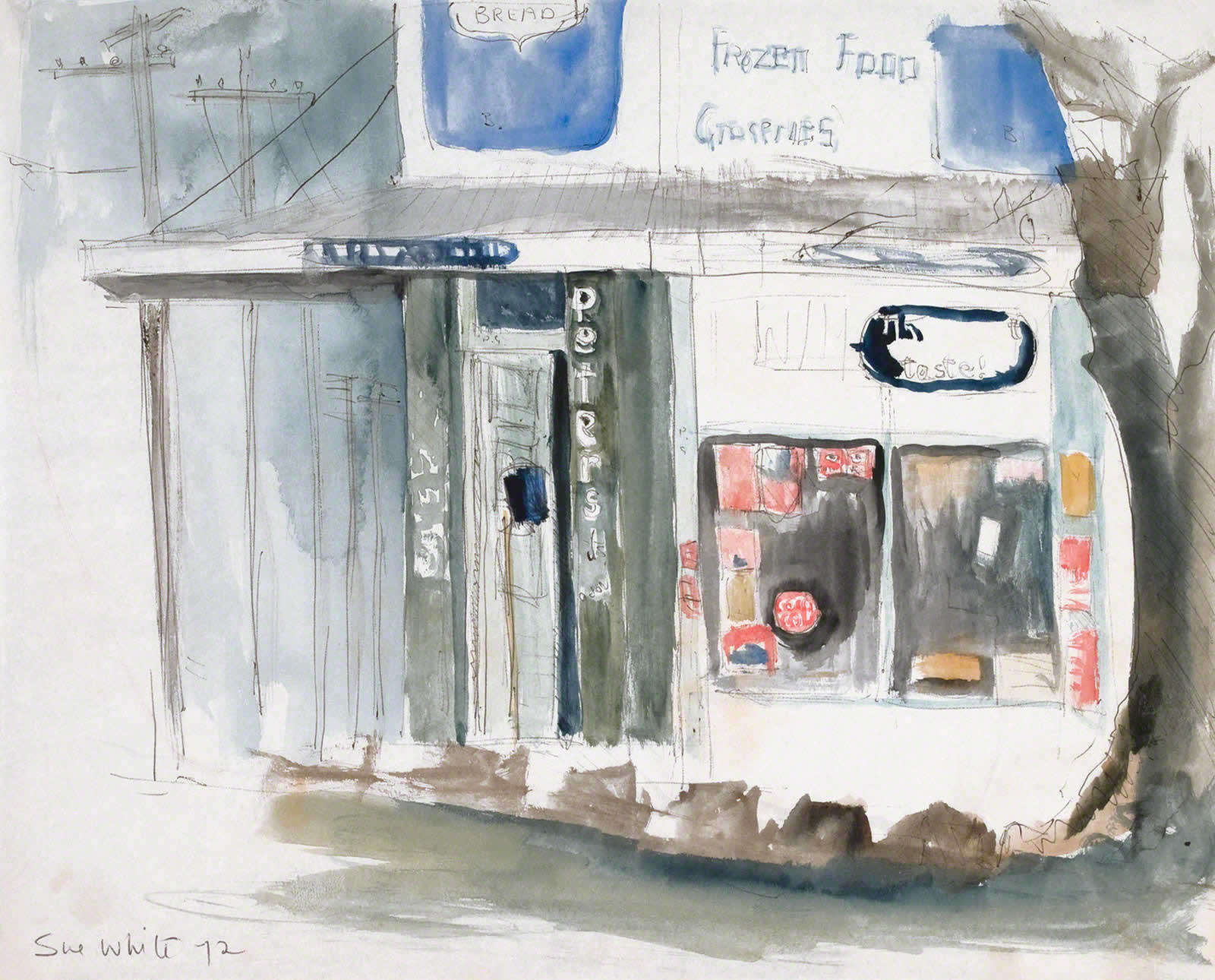 Sketch: Corner Shop Annandale, Piper & View Sts - 'Groceries' by Susan Dorothea White