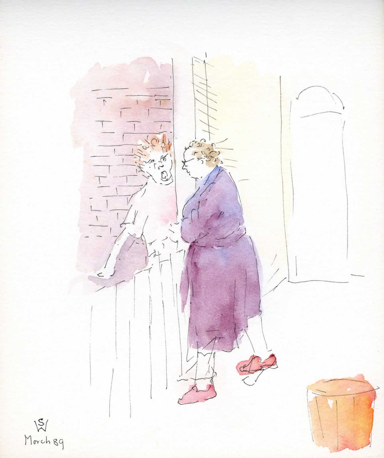 Sketch: Early Morning Gossip, Johnston St, Annandale by Susan Dorothea White