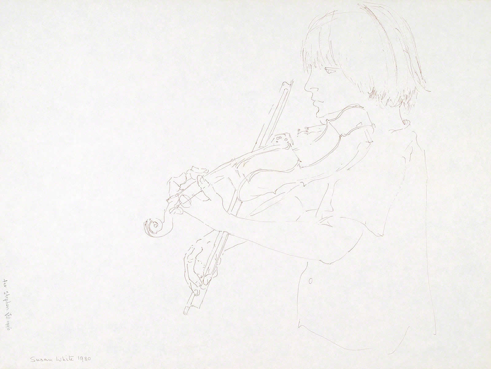 Stephen practising Violin (bridge in view) by Susan Dorothea White